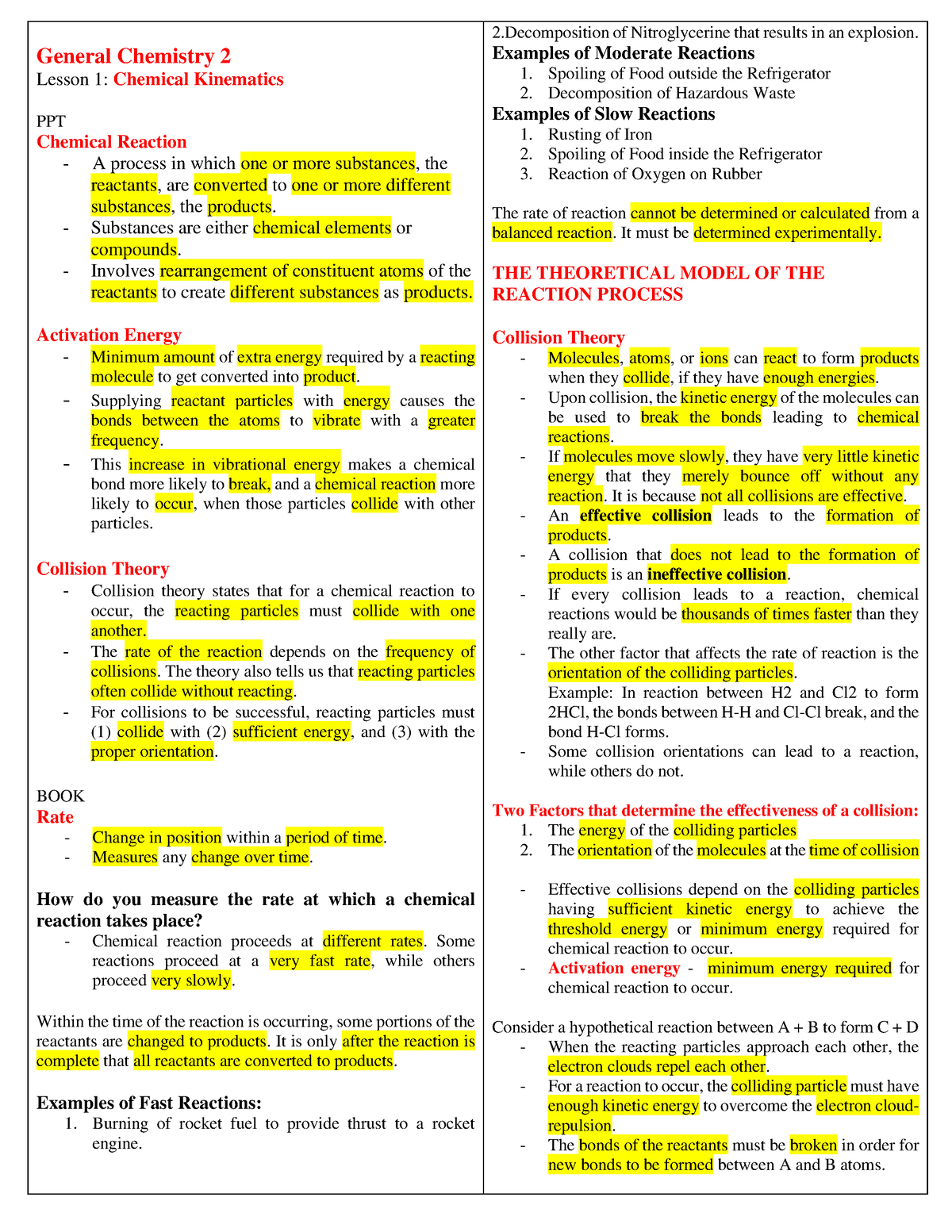 General Chemistry 2 - Finals Reviewer - General Chemistry 2 Lesson 1 ...