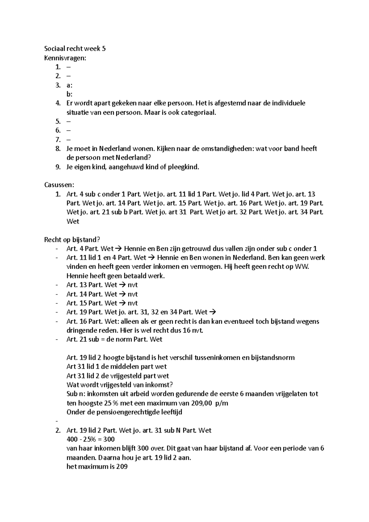 Sociaal Recht 2 Week 5 Verplichte Huiswerk Opdrachten Uit De Les Met