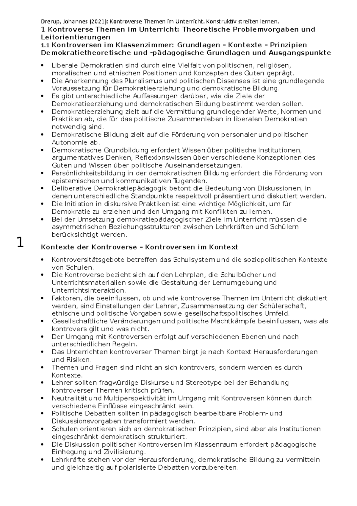 Zusammenfassung Kontroverse Themen im Unterricht Einführung in die Erziehungs und Studocu