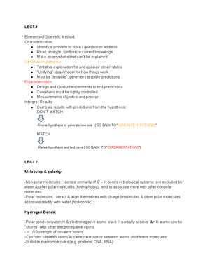 Week 1 lecture notes - intro to biology - BIO 1P98 - Brocku - Studocu
