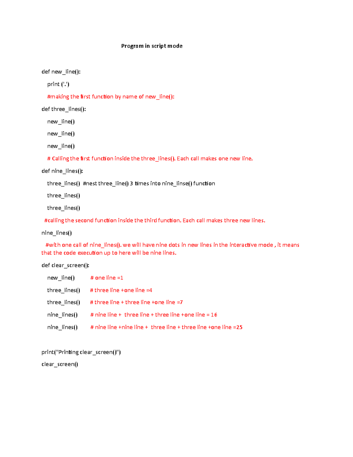Writing assignment unit 2 - Program in script mode def new_line ...