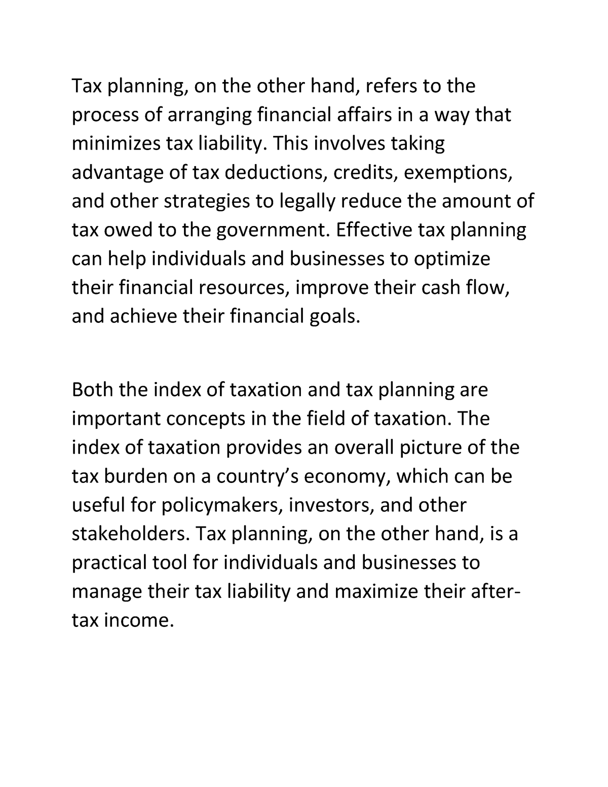 Taxation And Tax Planning 2 - Tax Planning, On The Other Hand, Refers ...