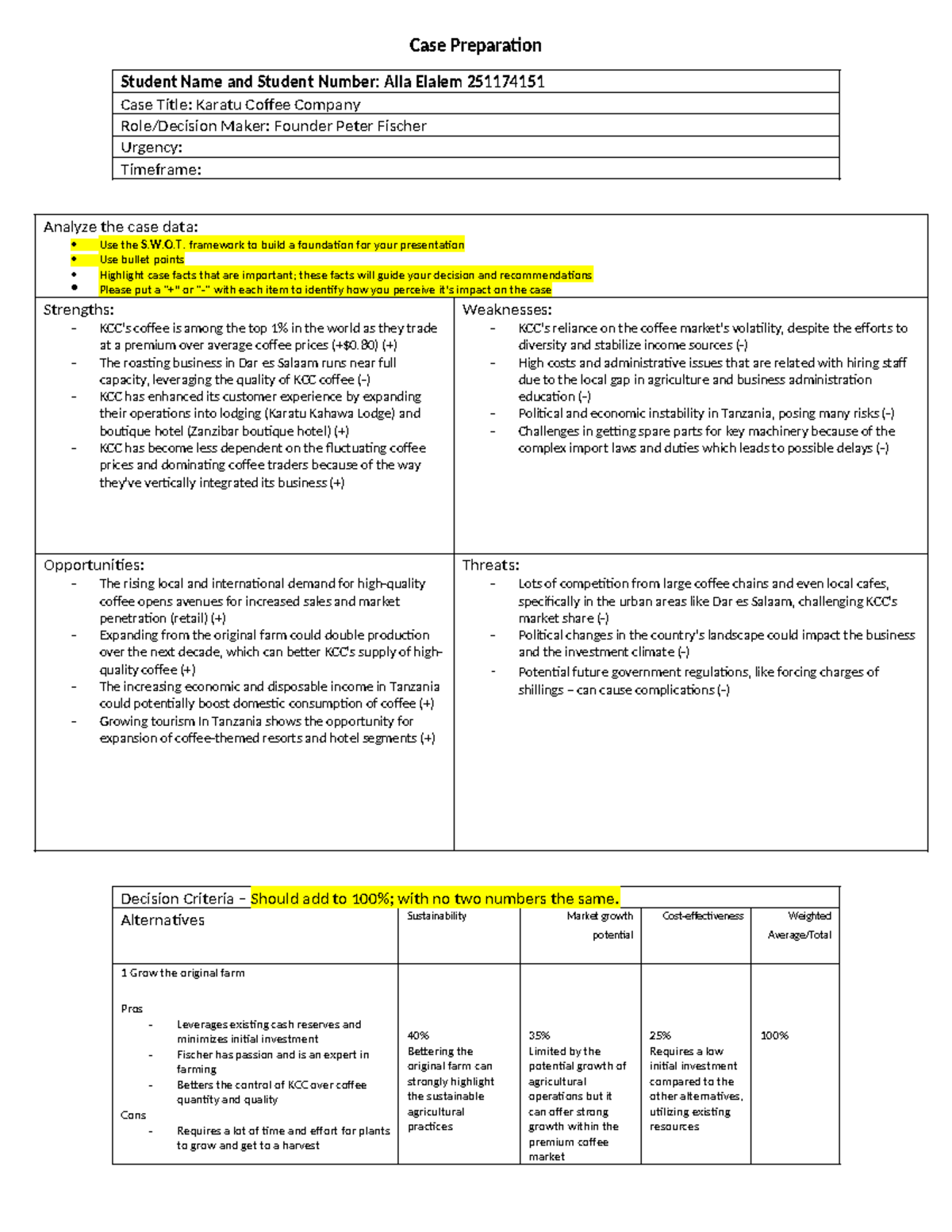 Case Preparation-Template Alia E - Case Preparation Student Name and ...