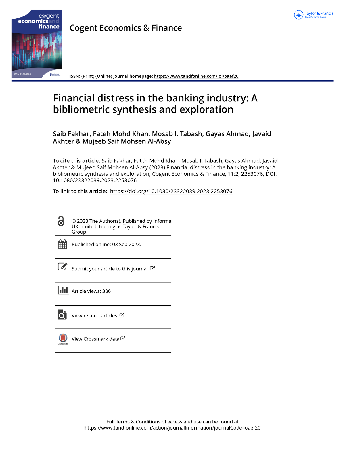 Financial Distress In The Banking Industry A Bibliometric Synthesis And ...