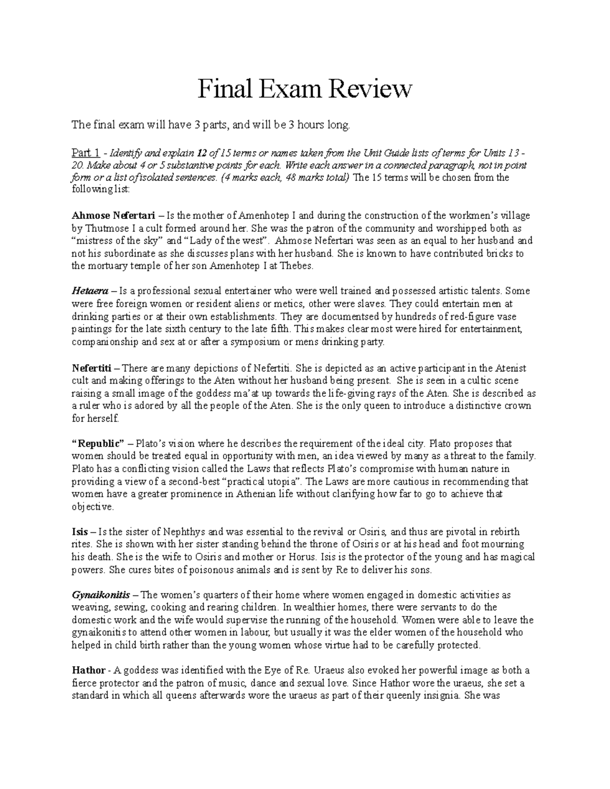 Final Exam Review 2018, questions and answers - Final Exam Review The ...