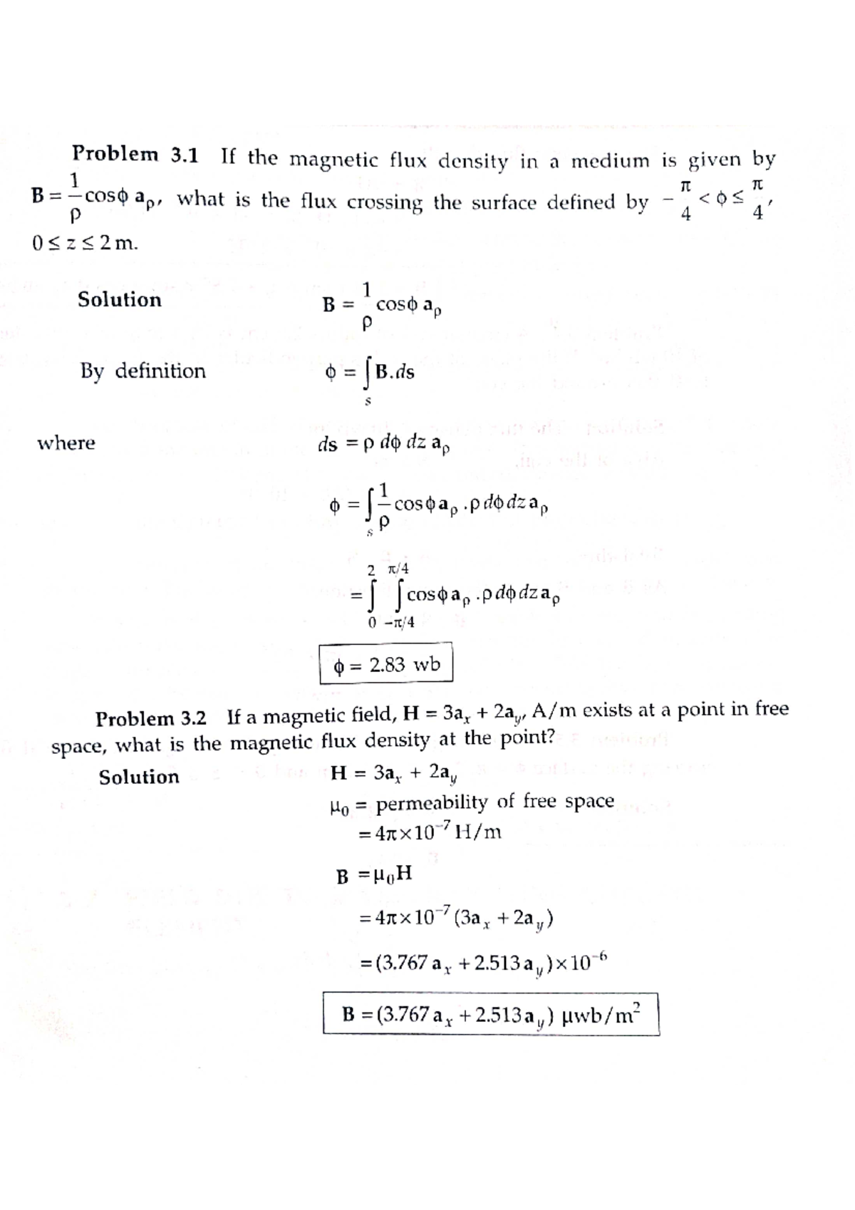 Unit II EMT problems - Problem 3 If the magnetic flux density in a ...