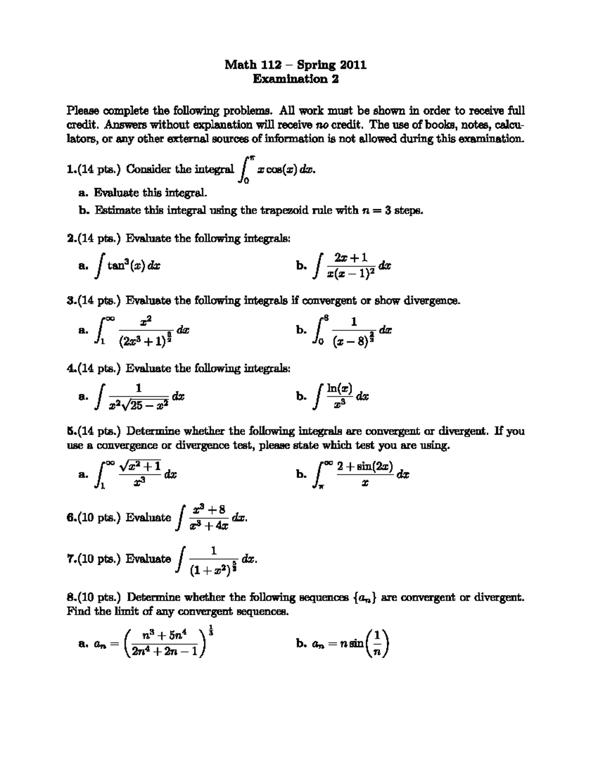 Math 151 Common Exams - 2lbowb7