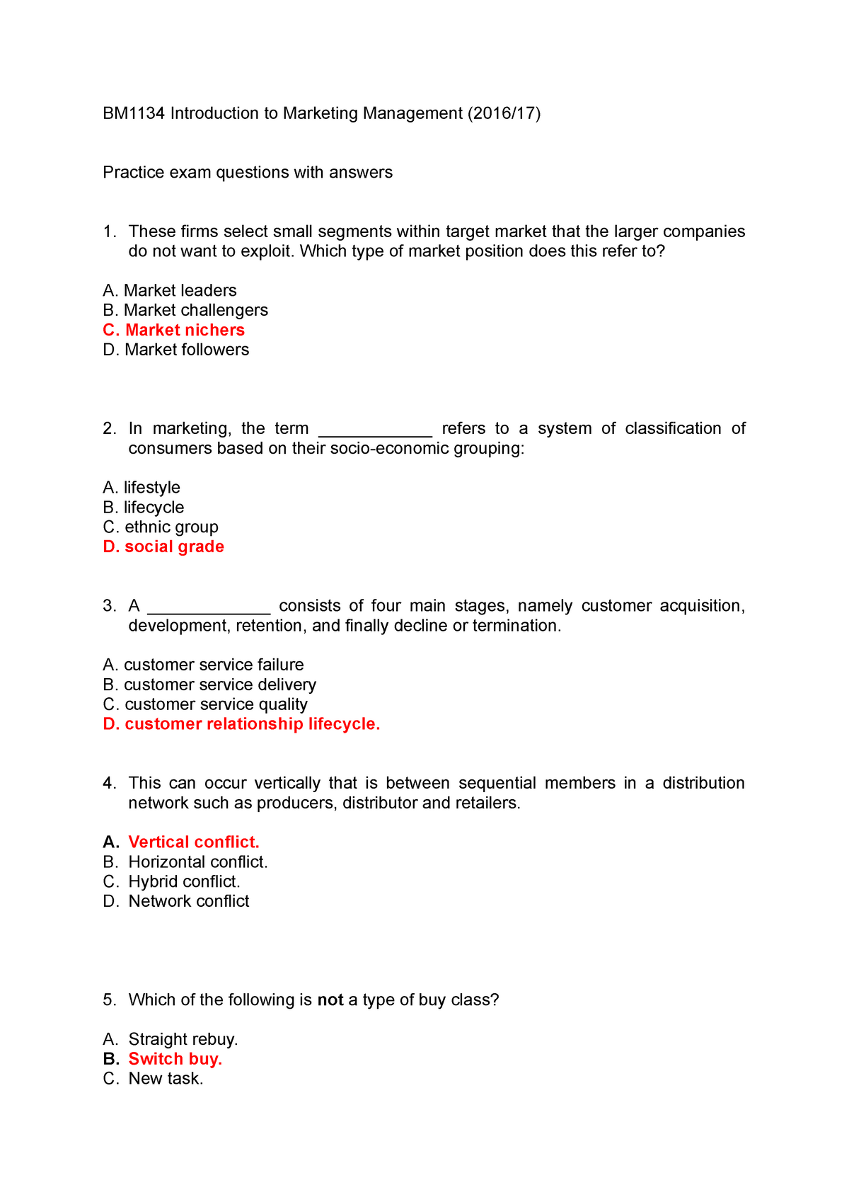marketing management assignment questions and answers pdf