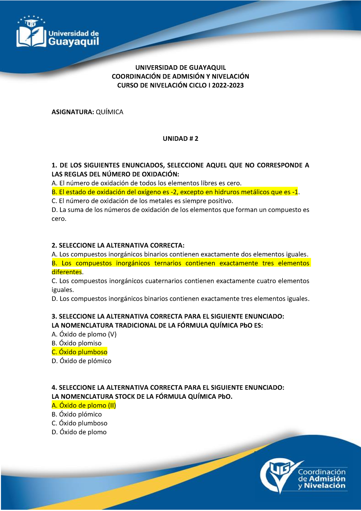 Lección 3 - UNIVERSIDAD DE GUAYAQUIL COORDINACI”N DE ADMISI”N Y ...