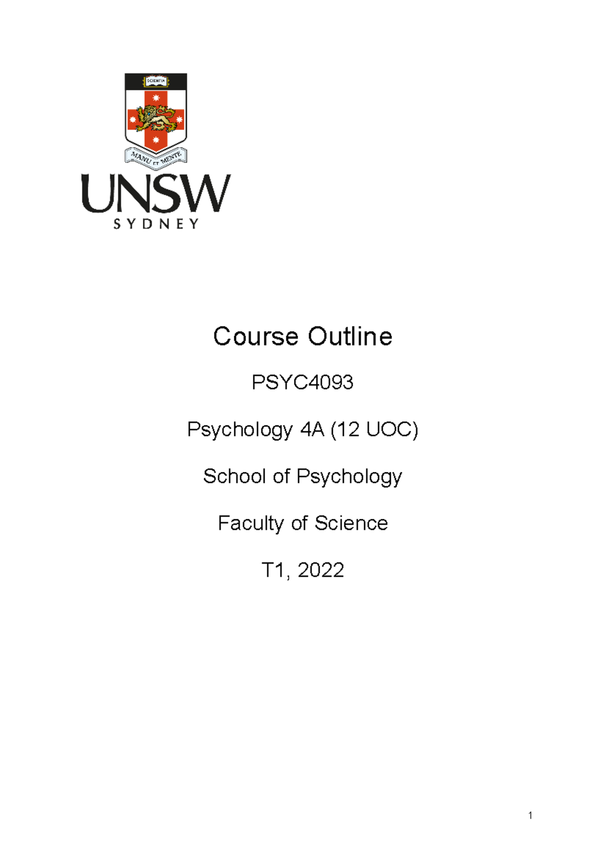 2022 T1 PSYC4093 Course Outline - Moodle - Course Outline PSYC ...