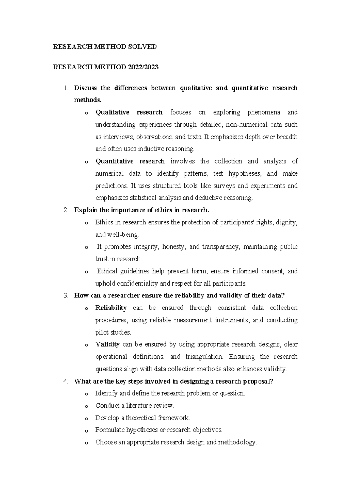 Research Method Solved - RESEARCH METHOD SOLVED RESEARCH METHOD 2022/ 1 ...