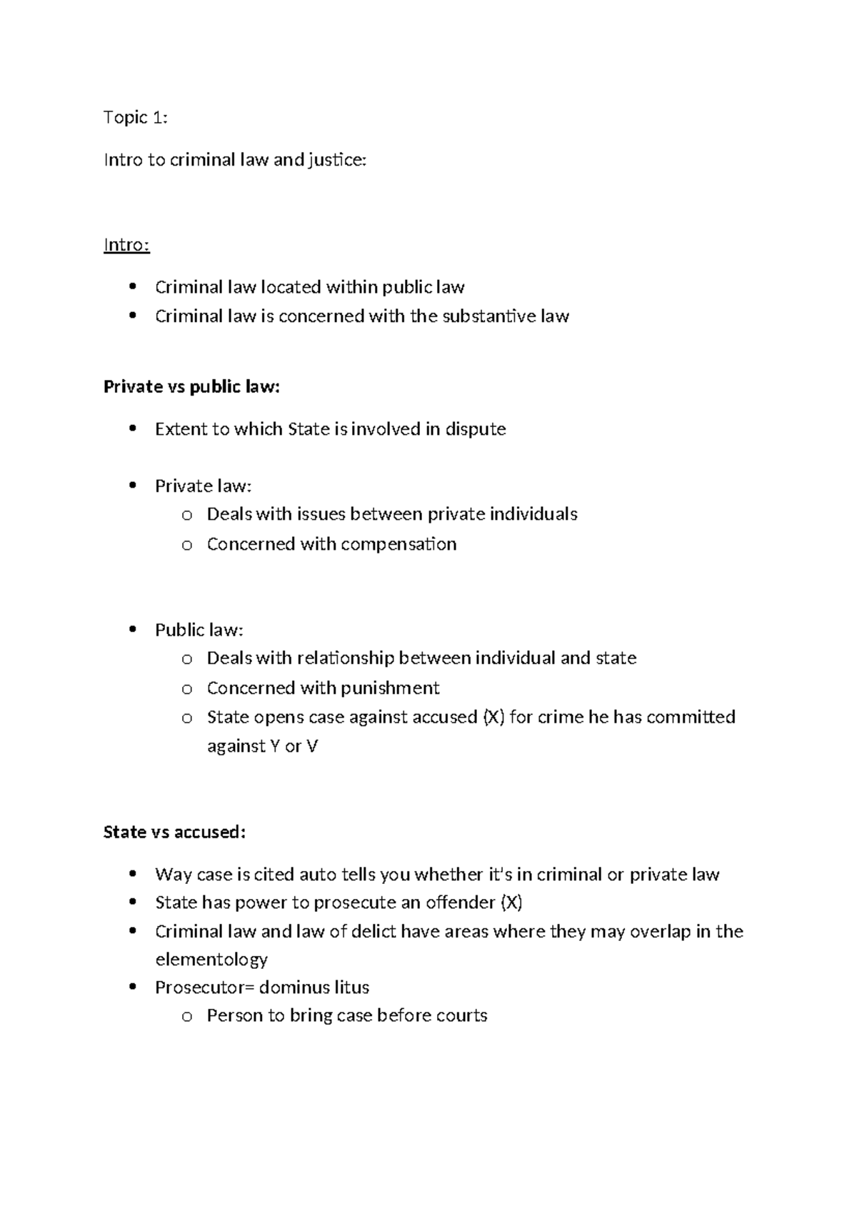 CRL202 Topic 1 - Topic 1: Intro to criminal law and justice: Intro ...