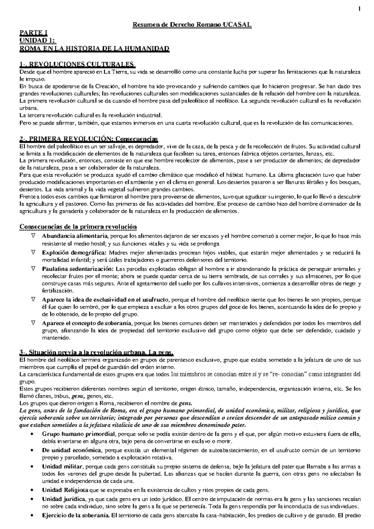 Resumen DE Romano anabel - Resumen de Derecho Romano UCASAL PARTE I ...