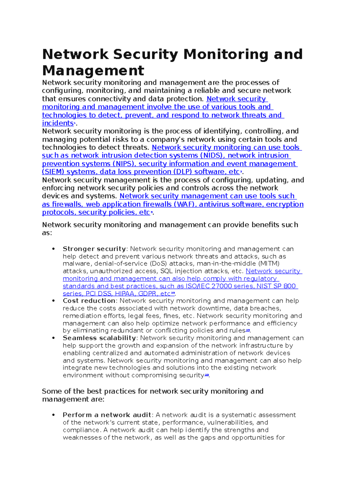 Network Security Monitoring and Management - Network Security ...