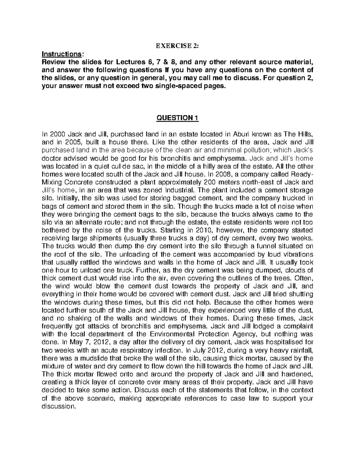 Exercise 2 - Law Of Torts - EXERCISE 2: Instructions: Review The Slides ...