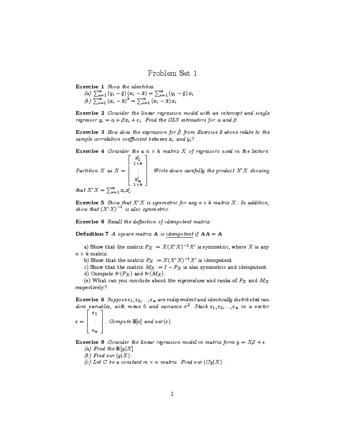 Problem Set 1 Exercise 3How does the expression for^ from Exercise 2