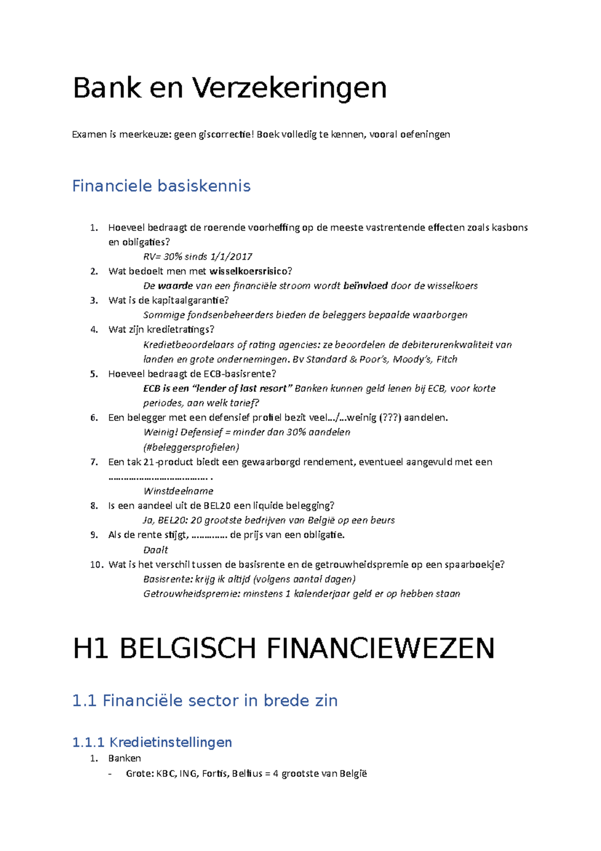 Introductieles - Bank En Verzekeringen Examen Is Meerkeuze: Geen ...