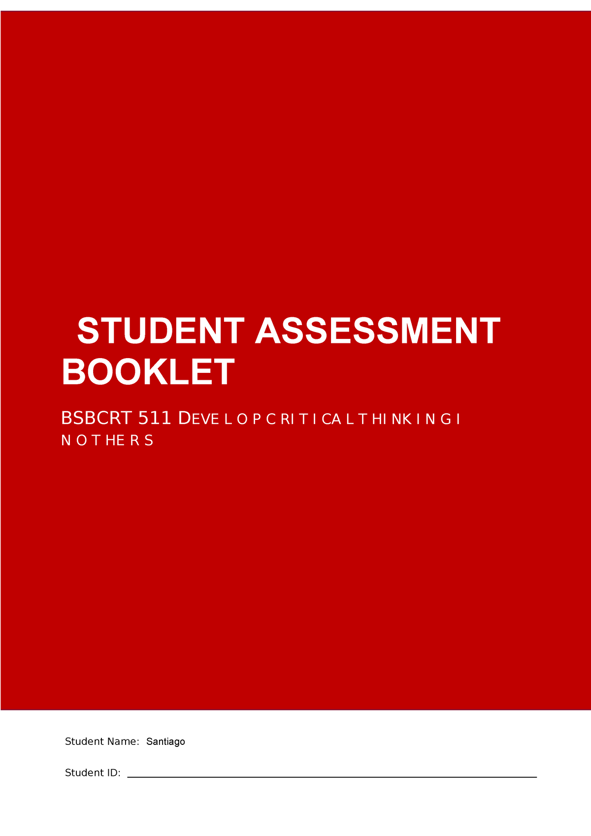 B Sbcrt 511 Student Assessment Booklet CBSA V2 Santiago - STUDENT ...