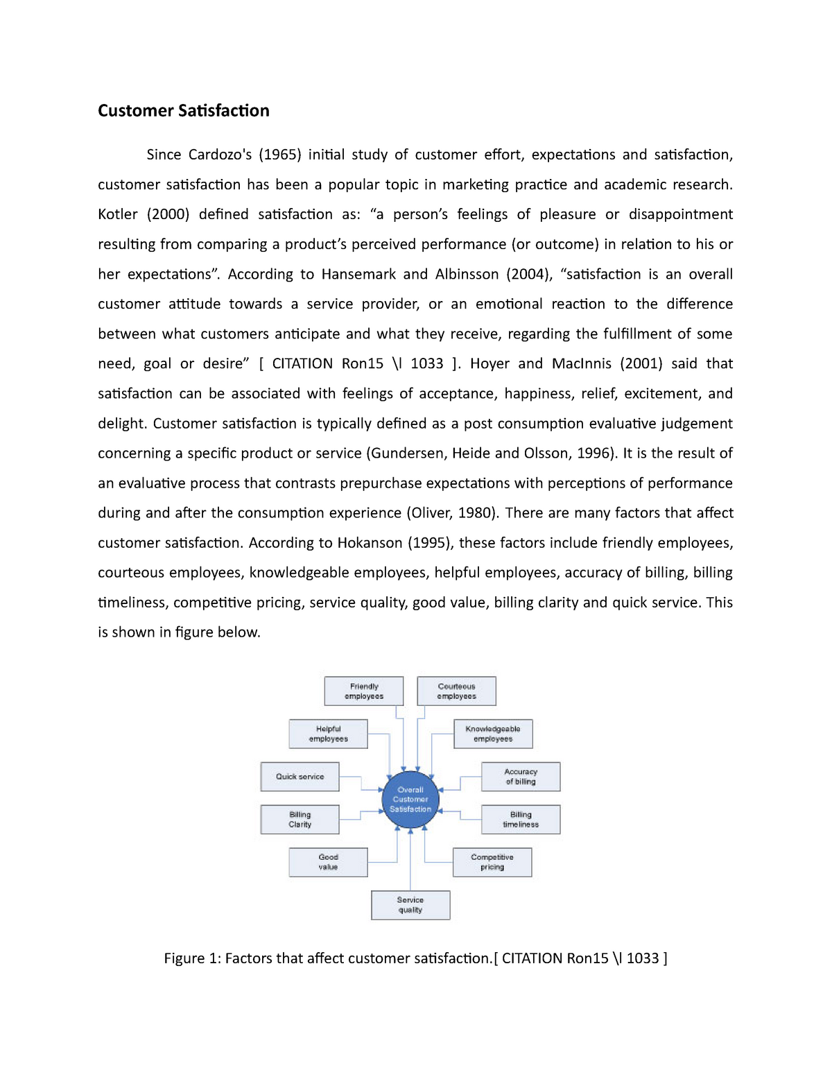 customer satisfaction dissertation