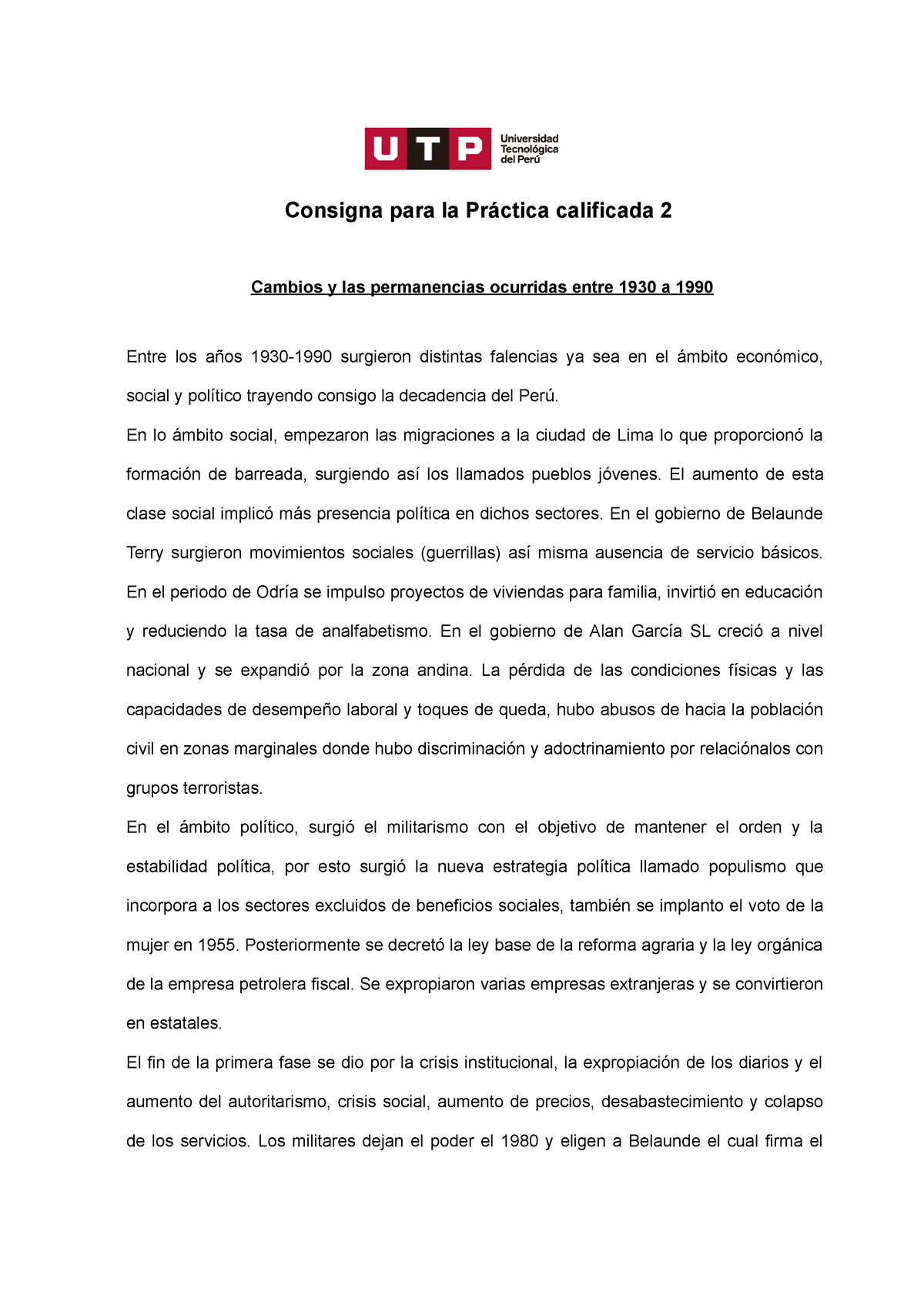 PC2 - Pc2 - Consigna Para La Práctica Calificada 2 Cambios Y Las ...