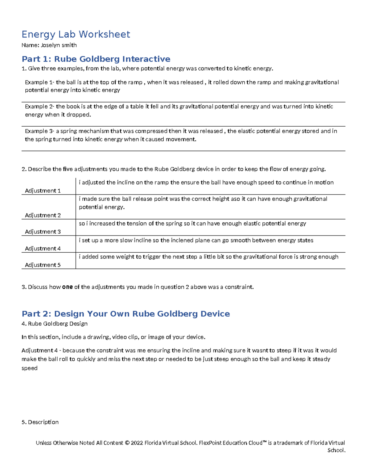 Energy assignment Energy Lab Worksheet Name Joselyn smith Part 1
