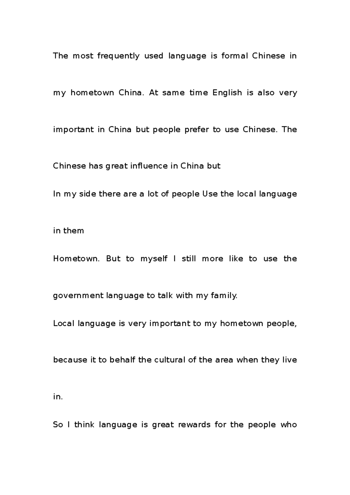 Luwei zeng - READ 1001 - The most frequently used language is formal ...