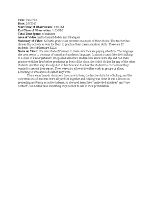 ABP1- Video Observation Form - Video Observation Form Task 1 Video ...