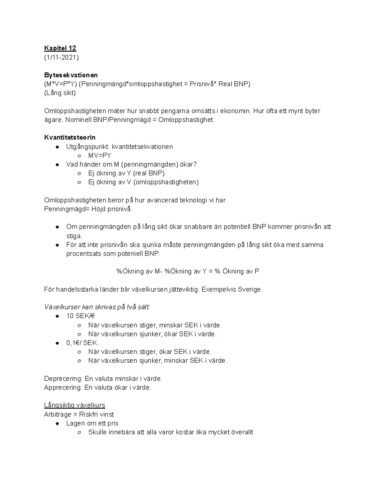 Föreläsningsanteckningar - Makroekonomi Lunds Universitet - Kapitel 12 ...