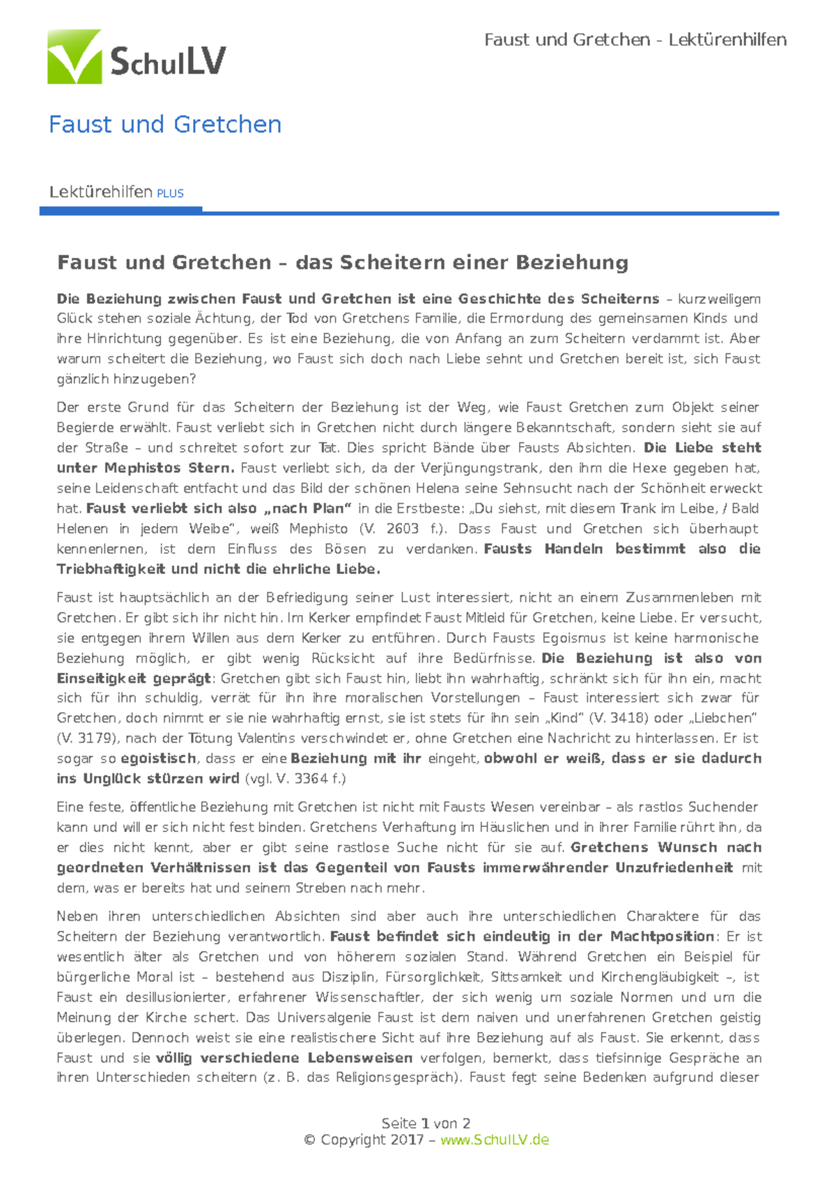 Entwicklung Der Beziehung Zwischen Faust Und Gretchen Faust-I -Faust-und-Gretchen-(Lektürehilfen-Deutsch) - Lektürehilfen