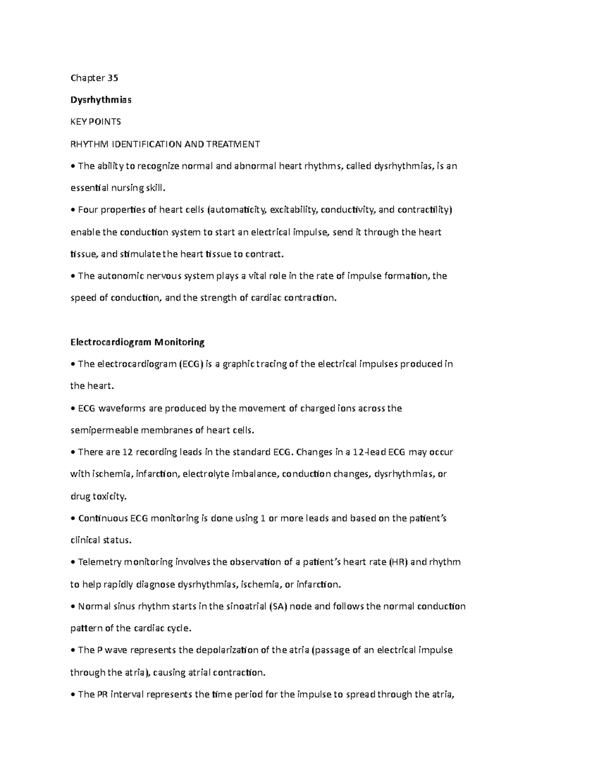 Chapter 35 Dysrhythmias - Chapter 35 Dysrhythmias KEY POINTS RHYTHM ...