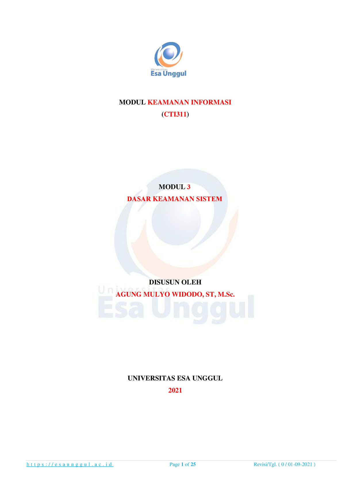 Modul 3- Dasar Keamanan Sistem - MODUL KEAMANAN INFORMASI (CTI311 ...