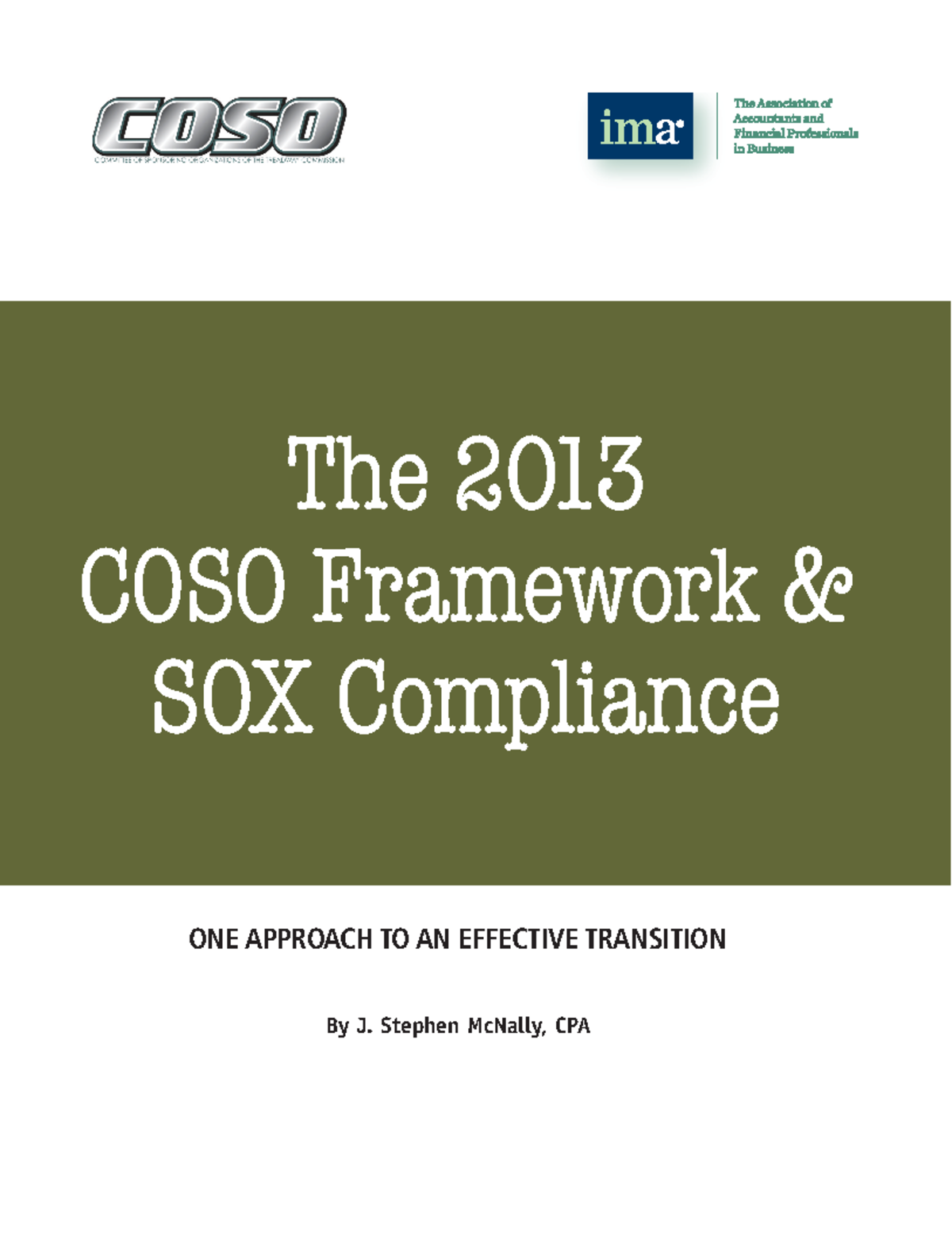 Coso 2013FFFFFF - ONE APPROACH TO AN EFFECTIVE TRANSITION By J. Stephen ...