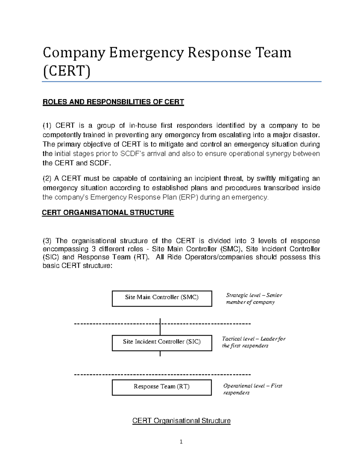 Guidelineforcert FSM Company Emergency Response Team (CERT) ROLES