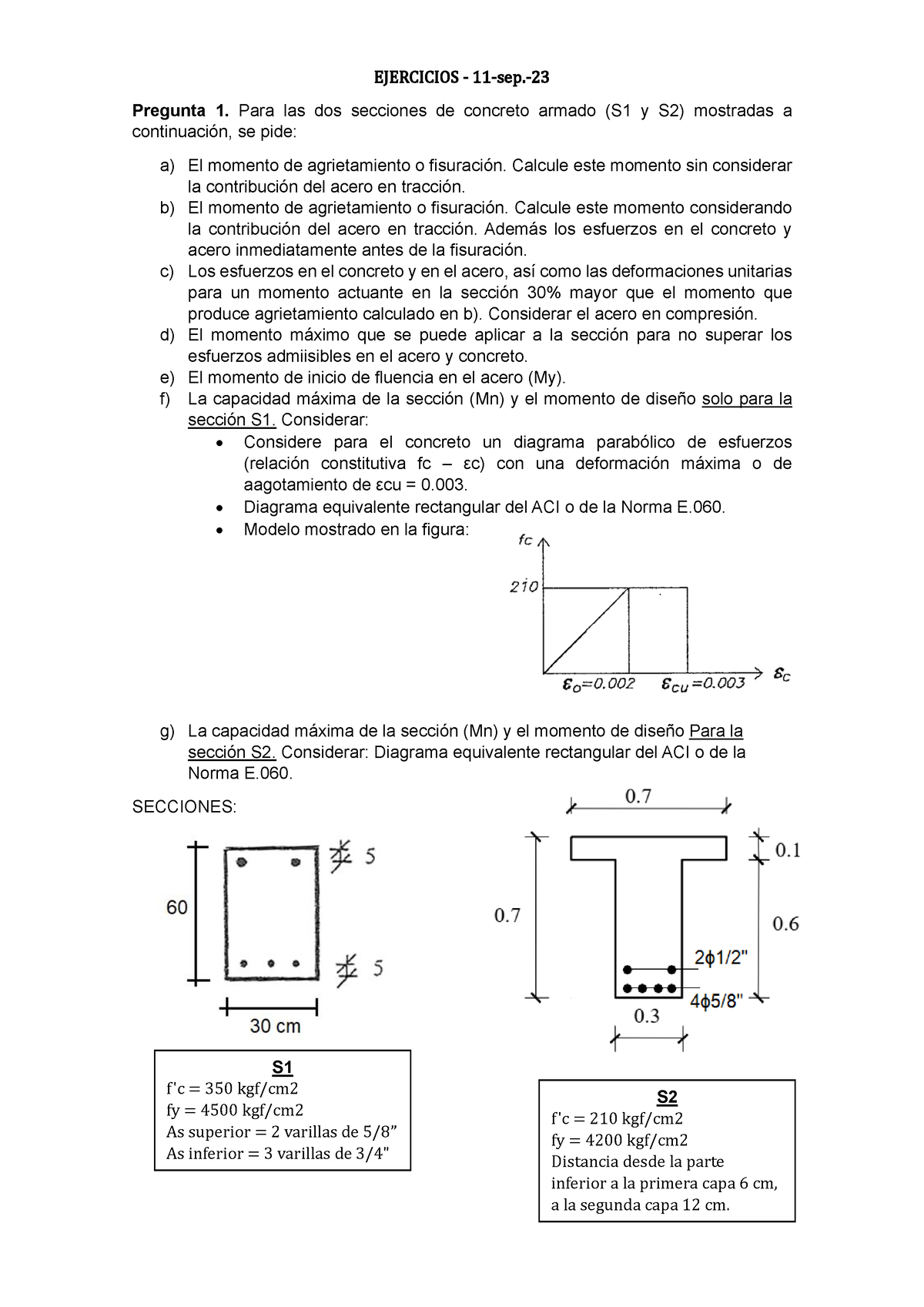 Ejercicios PC01 - EJERCICIOS - 11 - Sep.- 23 Pregunta 1. Para Las Dos ...