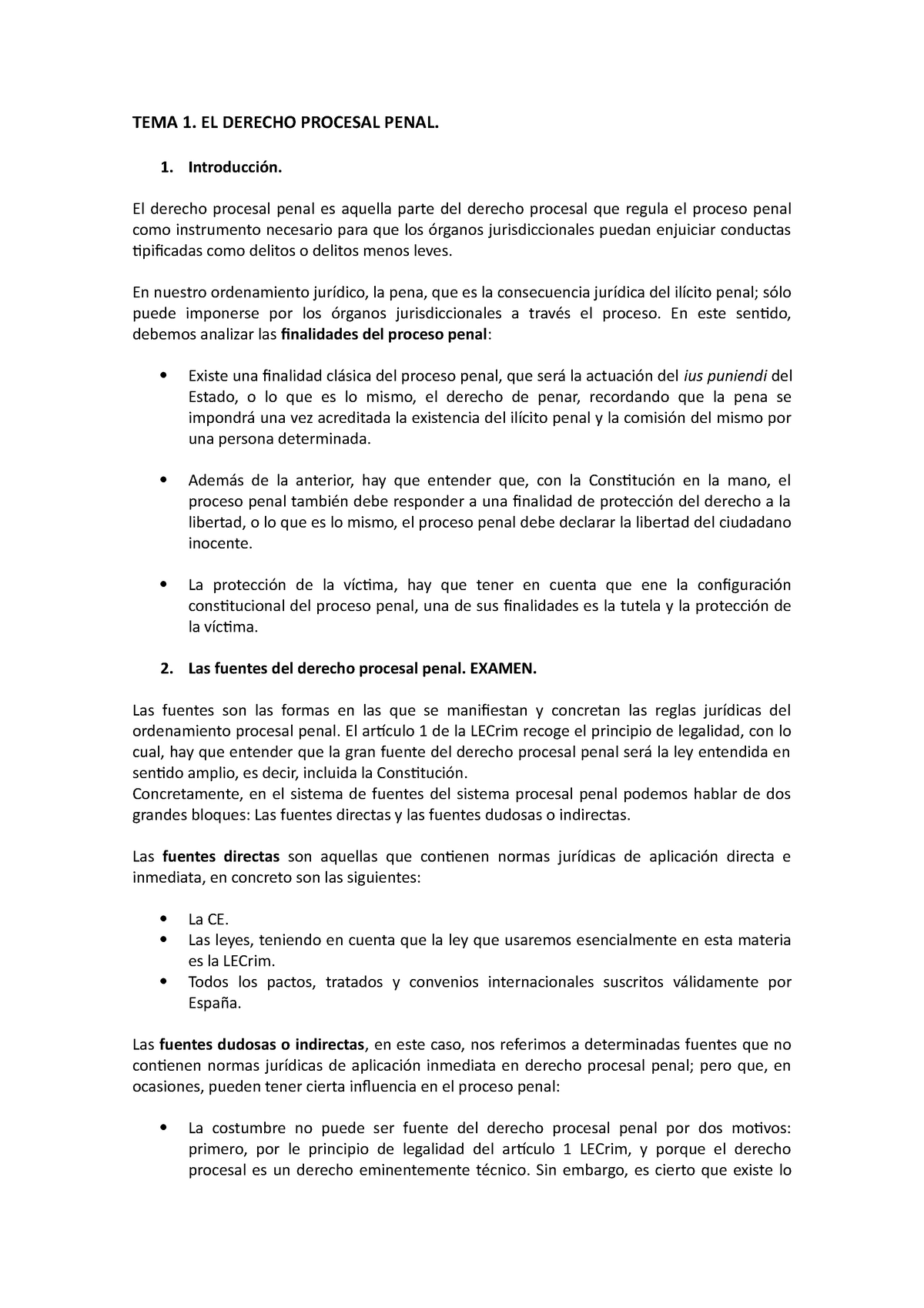 Tema 1 Completo - Apuntes 1 - TEMA 1. EL DERECHO PROCESAL PENAL ...