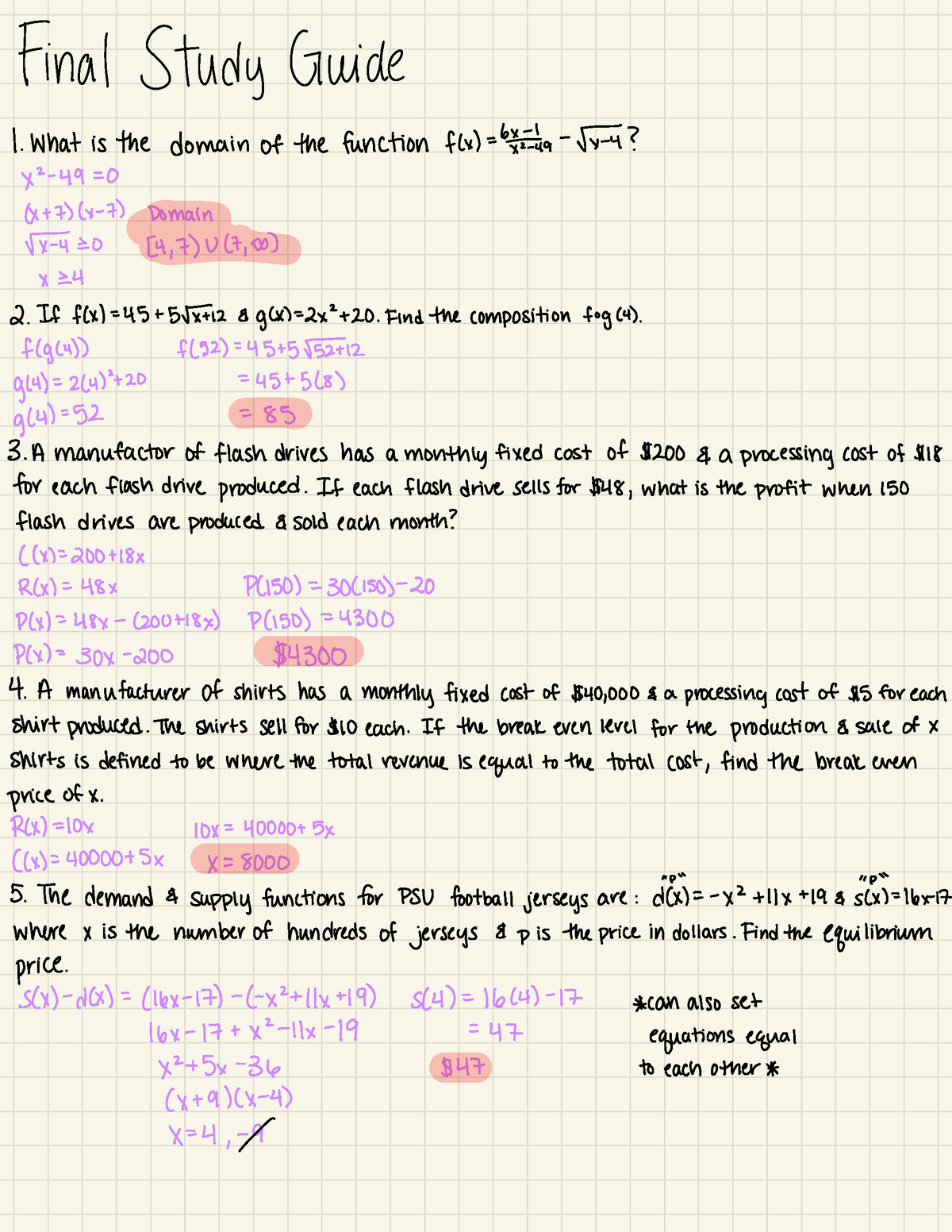 Math 110 Final Practice Final Study Guide I .Whatis the domain ofthe