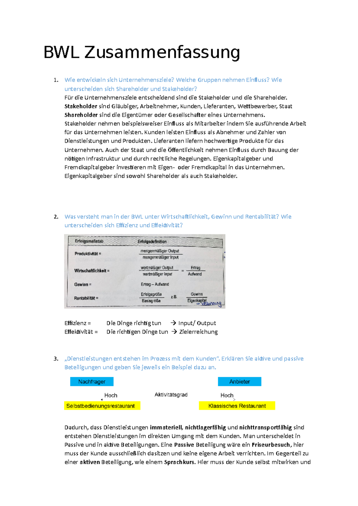 BWL Zusammenfassung - BWL Zusammenfassung Wie Entwickeln Sich ...