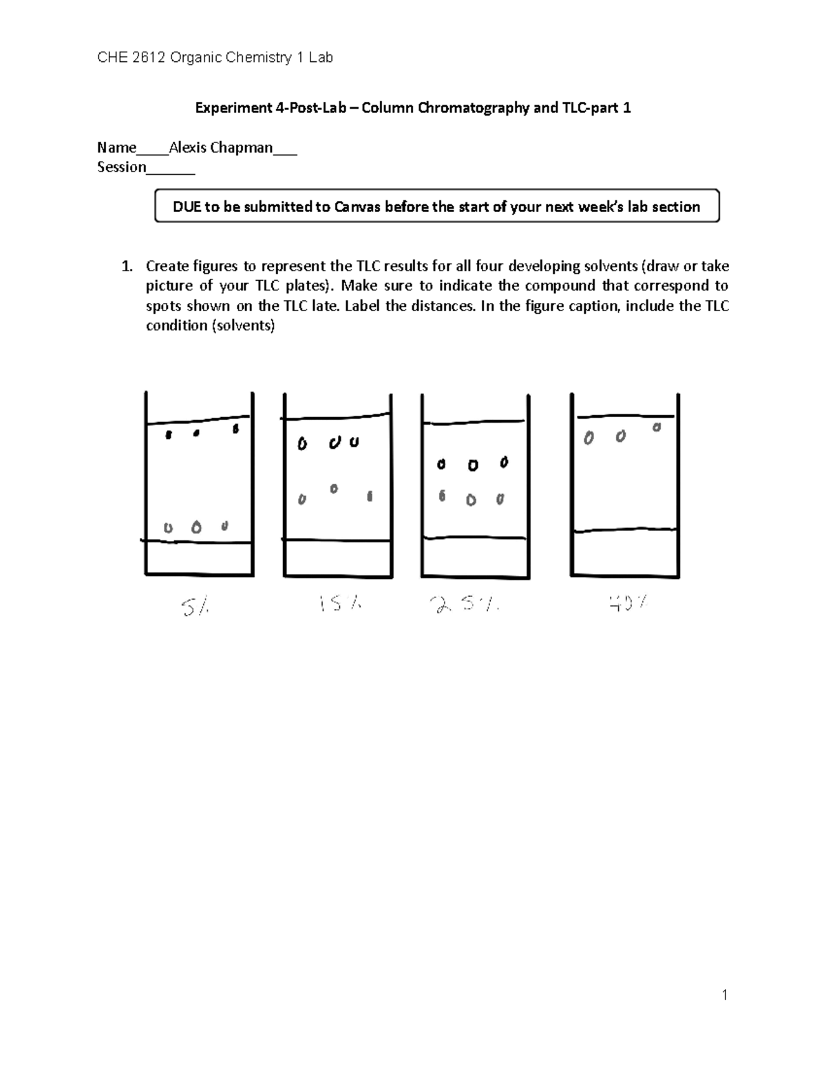 Exp4PostlabColumn chromatography and TLCpart 11 CHE 2612 Organic