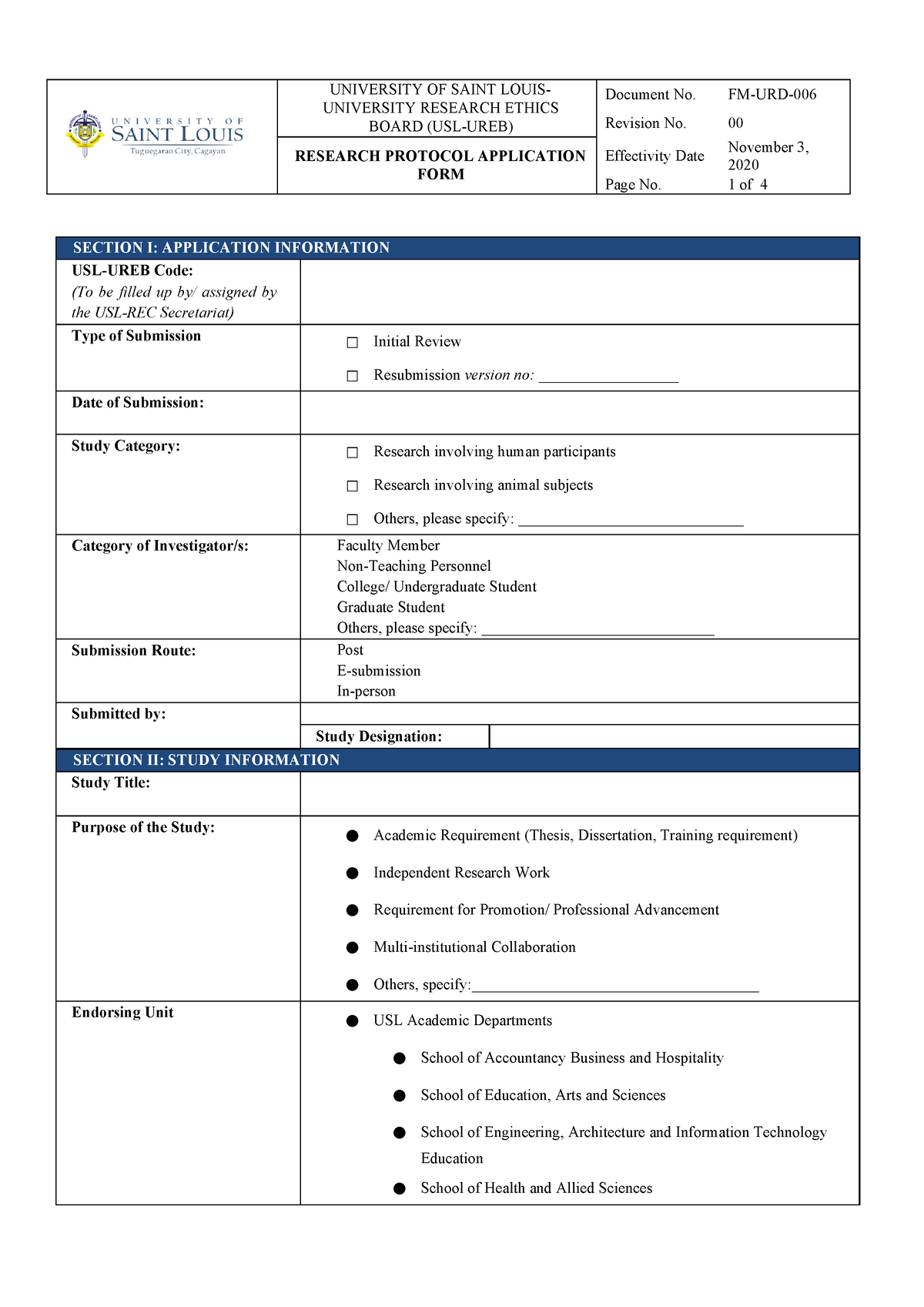 FORM URB 1 Research Protocol Application Form - UNIVERSITY RESEARCH ...