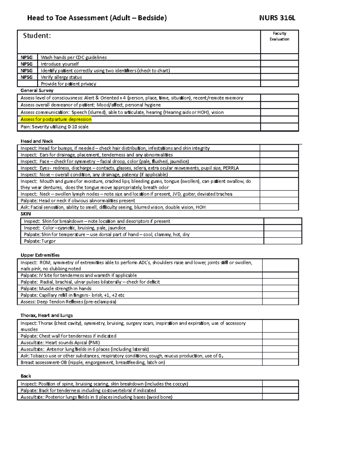 Head to Toe Assessment Final OB - Head to Toe Assessment (Adult ...
