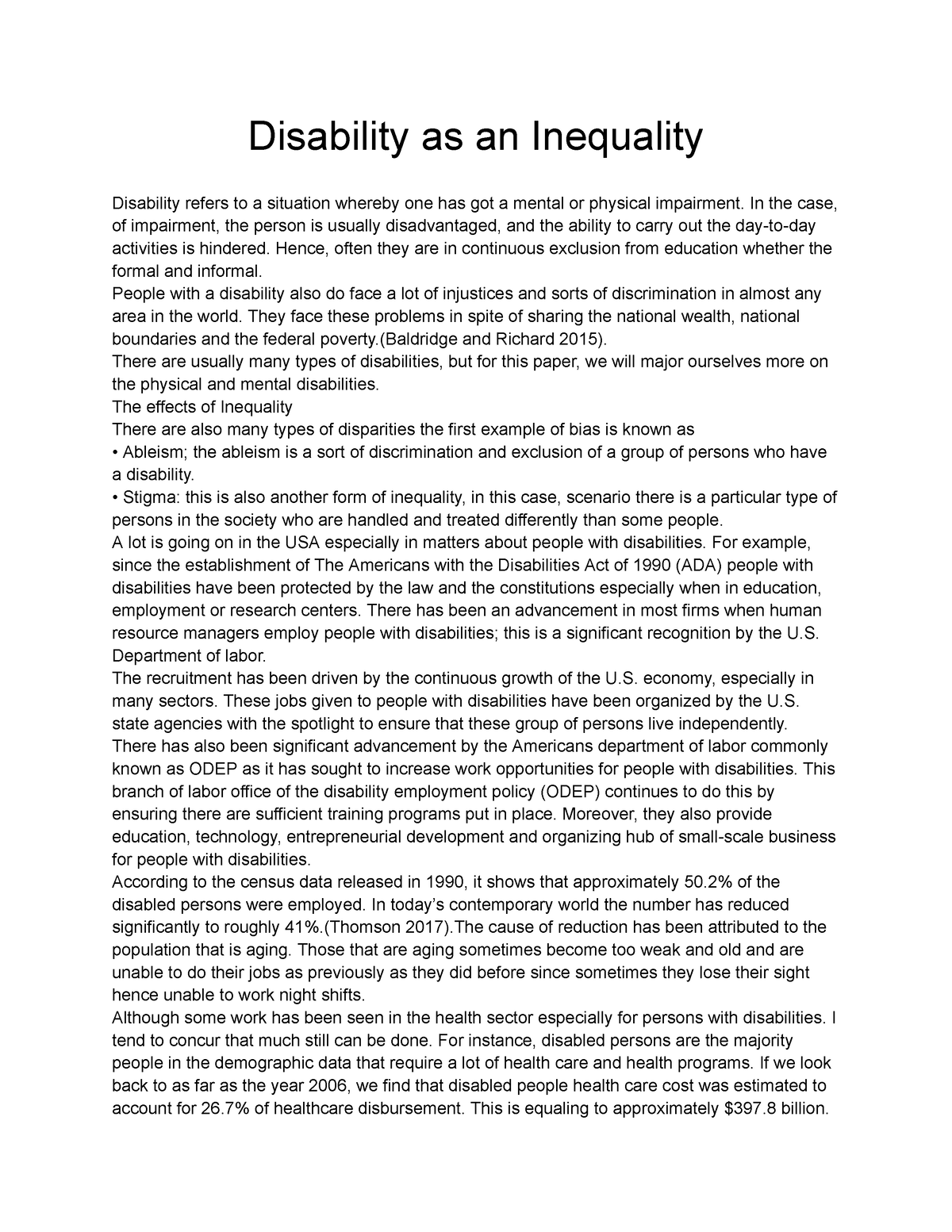 disability inequality essay