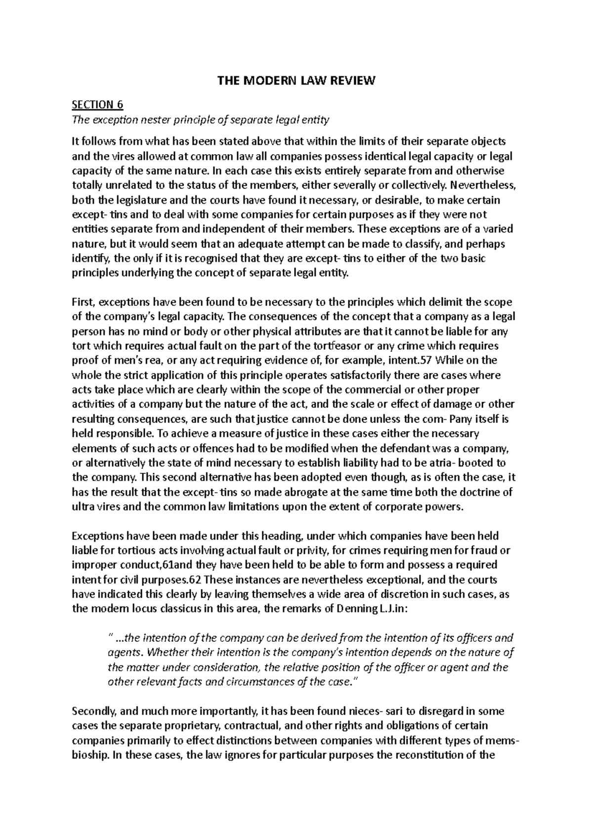 The Modern Law Review - Section 6 - The exception nester principle of ...
