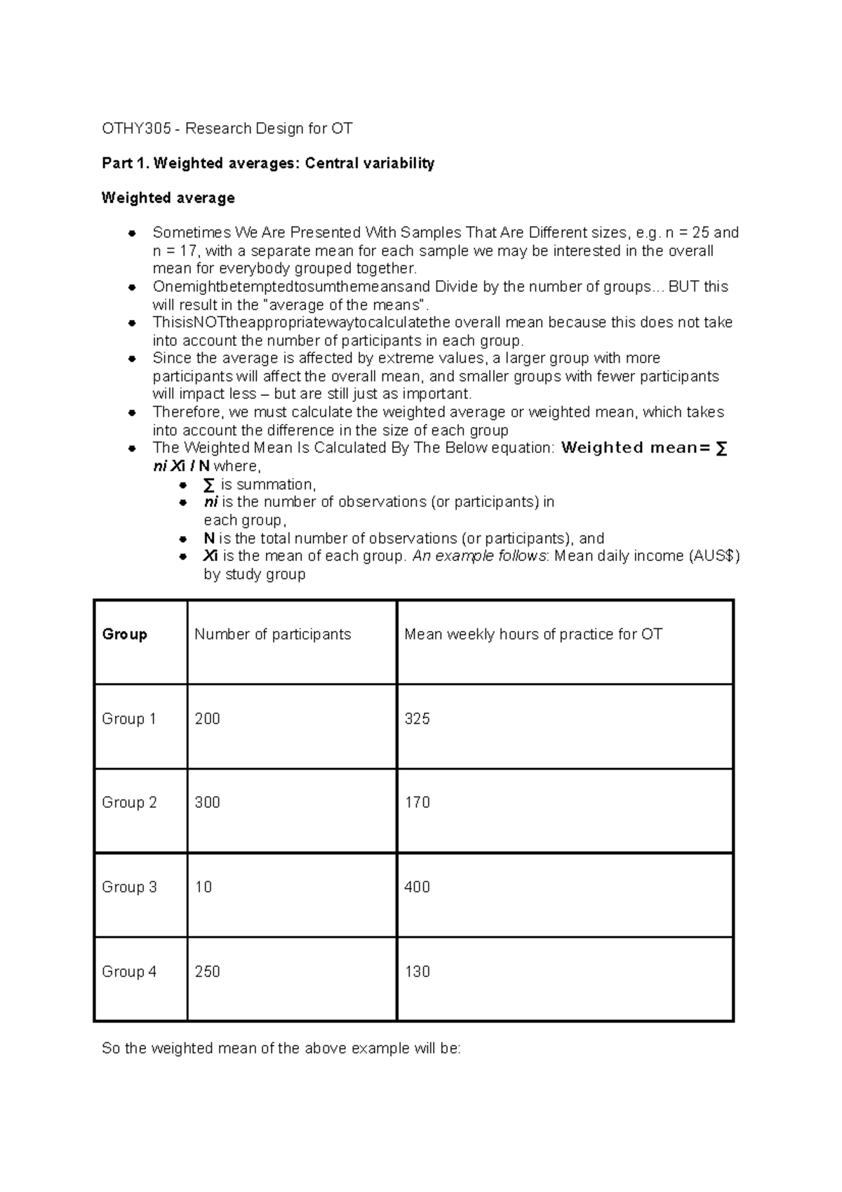 OTHY304 - WEEK 3 PART 1 Lecture Notes - OTHY305 - Research Design for ...
