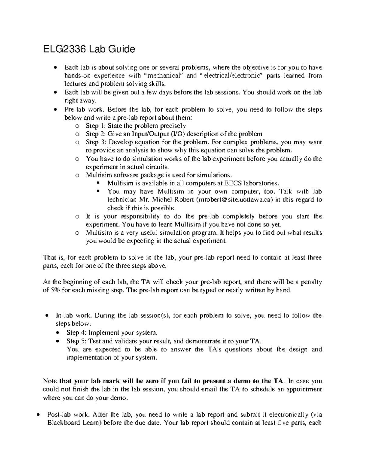 ELG2336 Lab Guide ELG2336 Lab Guide Each lab is about solving one or
