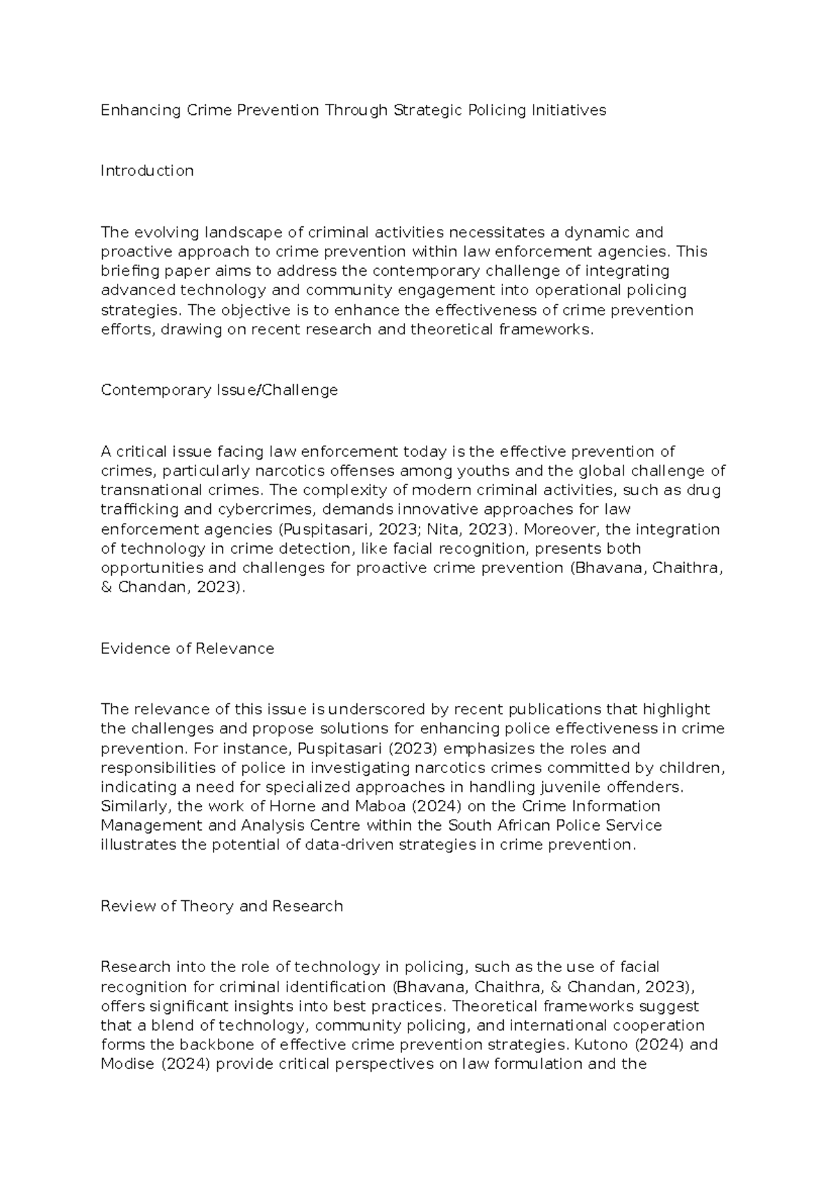 Enhancing Crime Prevention Through Strategic Policing Initiatives ...