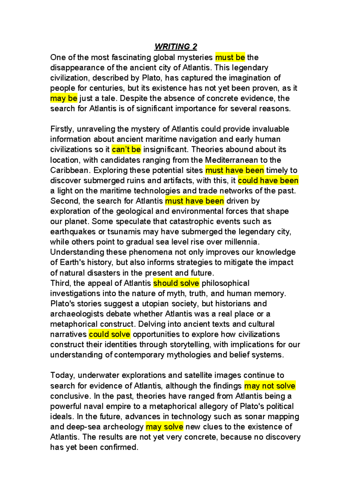 Writing 2 - práctica - WRITING 2 One of the most fascinating global ...