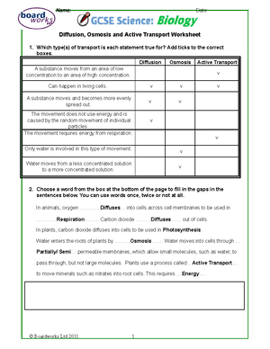 Diffusion Osmosis and Active Transport Worksheet F2020 - Name: - Studocu