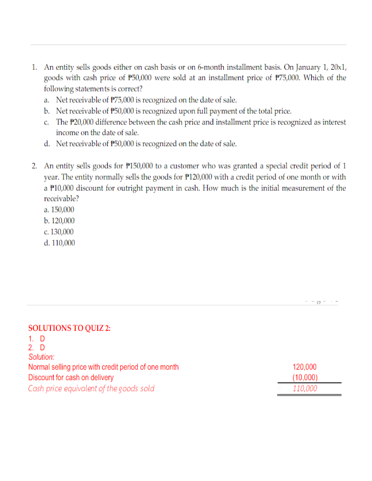 Intermediate Accounting Quizzes And Answers - Bachelor Of Science In ...