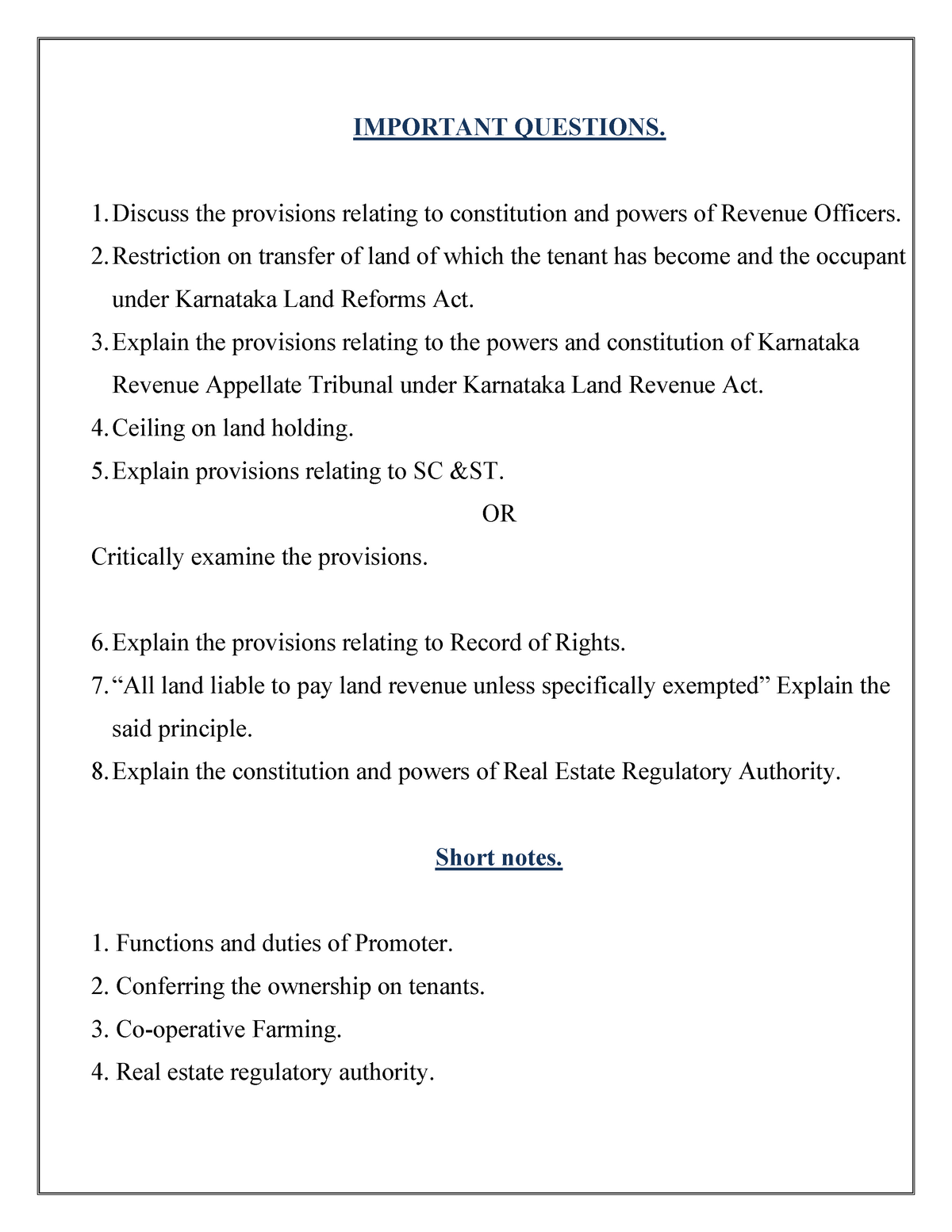 land-laws-important-questions-important-questions-discuss-the