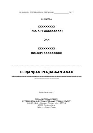 Contoh Surat Perjanjian Hak Penjagaan Anak Kumpulan Contoh - Riset